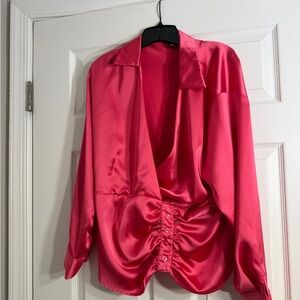 Vibrant Pink Satin Blouse
